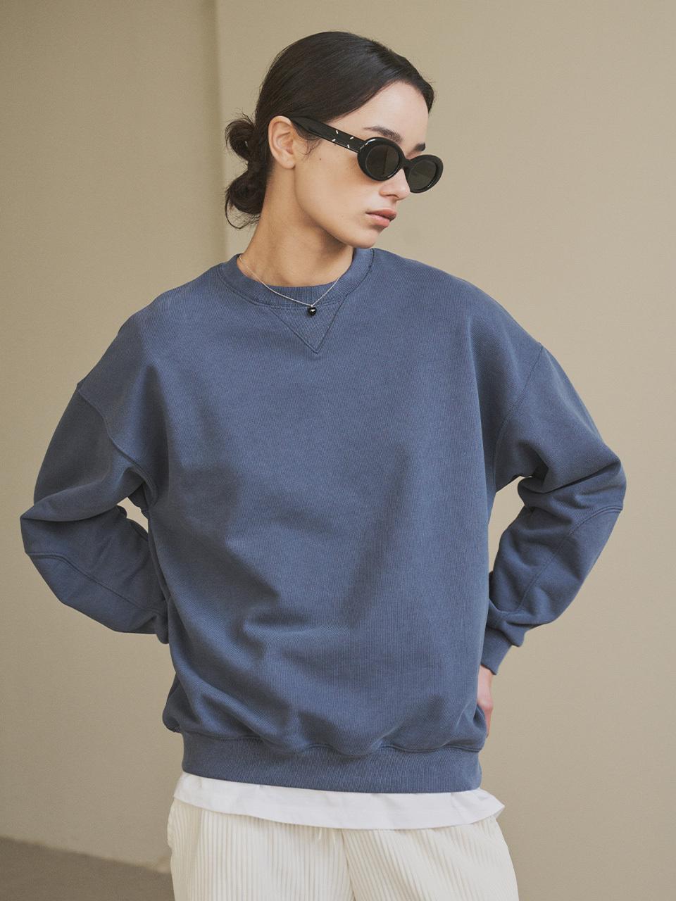 Siyazu SITP5135 Loose Fit Pigment Sweatshirt_Navy