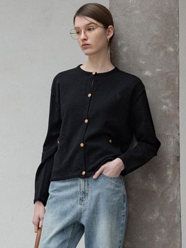 Siyazu Tweed Loose Fit Premium Cardigan [Black] (SIKN2139)