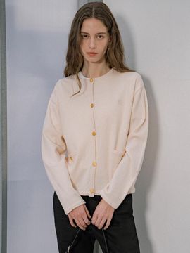 Siyazu Tweed Loose Premium Cardigan [Light pink] (SIKN2139)