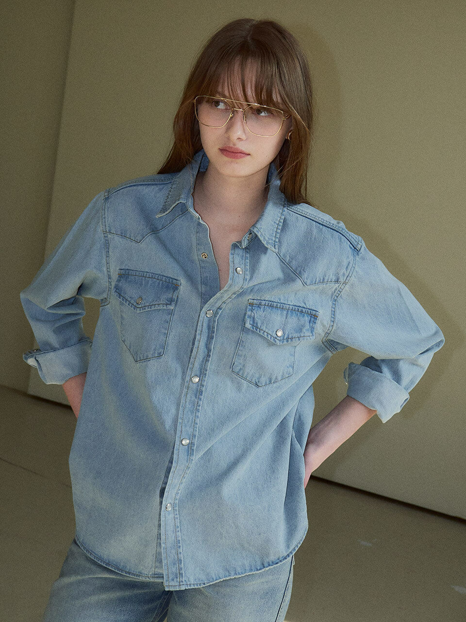 Siyazu Western Denim Shirt_Light Blue