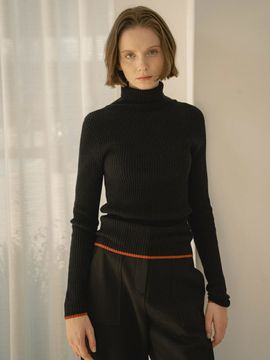 Siyazu Wholegarment Collar Knit Top_Black