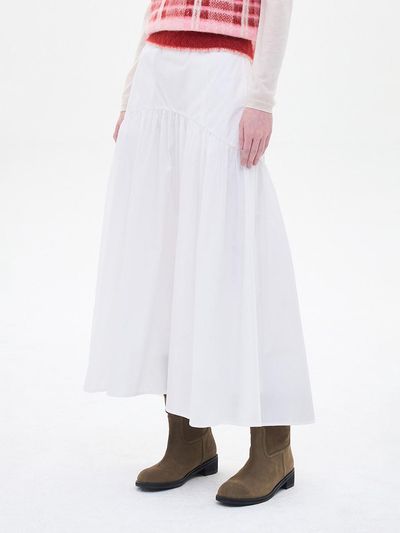 SJYP Back Elastic Band A-line Flare Midi Skirt