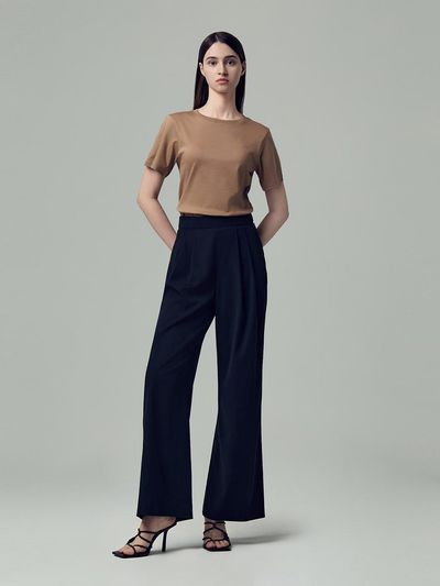 SJYP Back Elastic Band Double Pleated Pants
