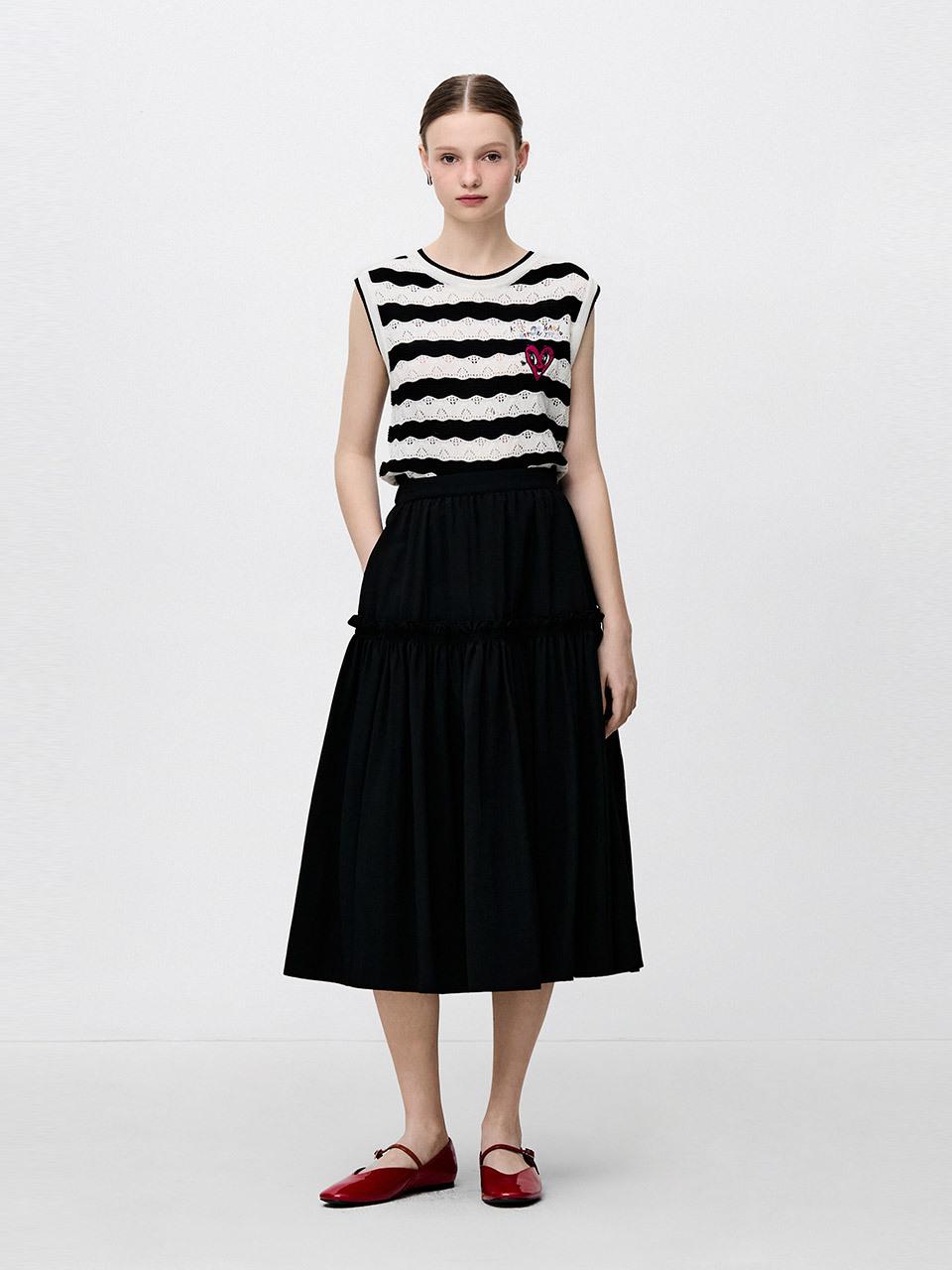 SJYP Back Elastic Band Light Full Skirt (PW2F4WSC709NBK)