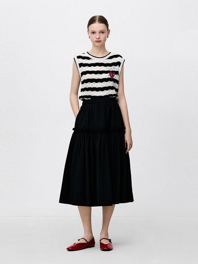 SJYP Back Elastic Band Light Full Skirt (PW2F4WSC709NBK)