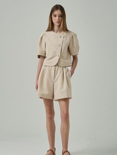 SJYP Back Elastic Waistband Linen Shorts