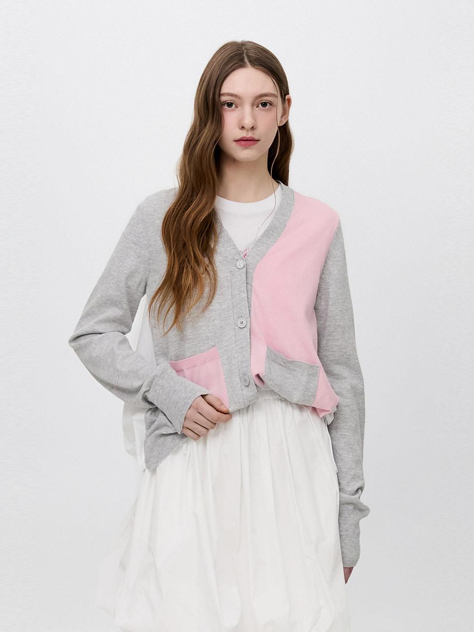 SJYP Color Block Back Woven Cardigan (PW2F3KCD914WPK)