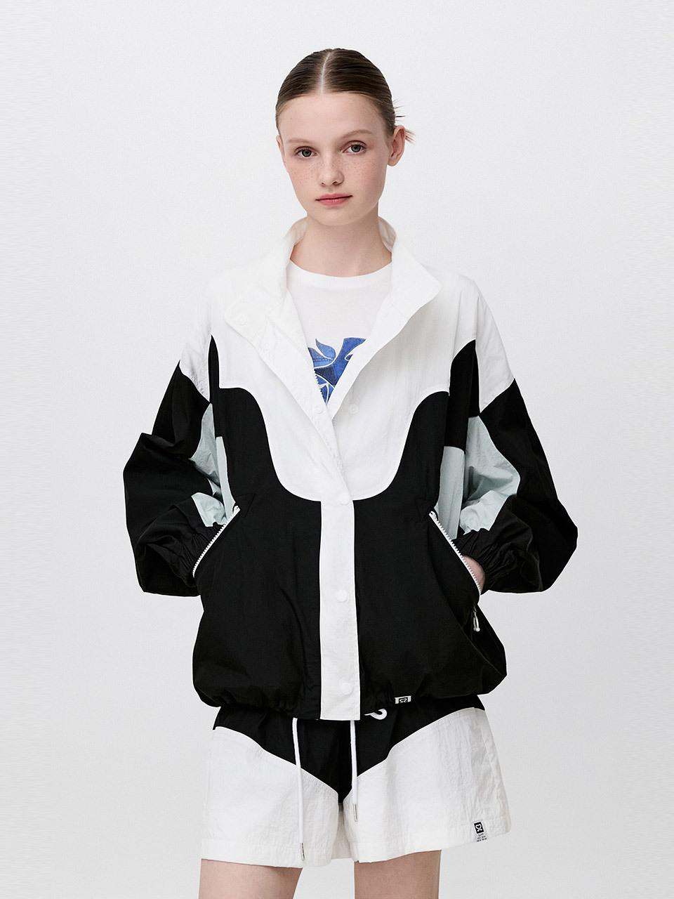 SJYP Color Block Light Jumper Casual Jacket (PW2F1WJMT03WBK)