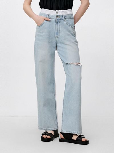 SJYP Contrast Woven Denim Pants (PW2F3NPCT25WLB)
