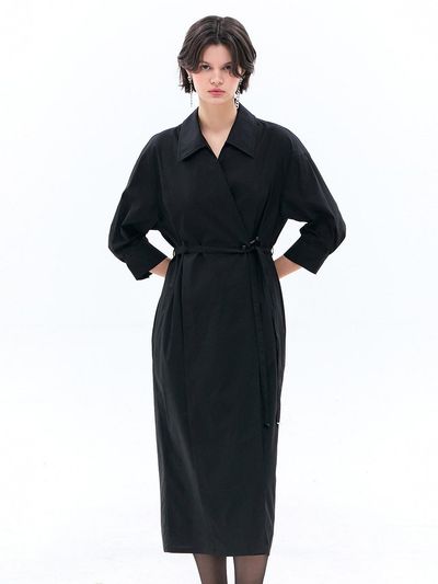 SJYP Cotton Belt Maxi Dress (PW2F3WOP403WBK)