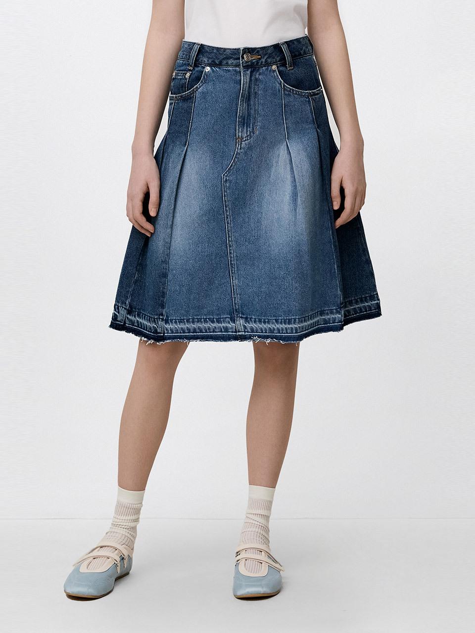 SJYP Denim Mix Pleated Skirt (PW2F3NSC753WBL)