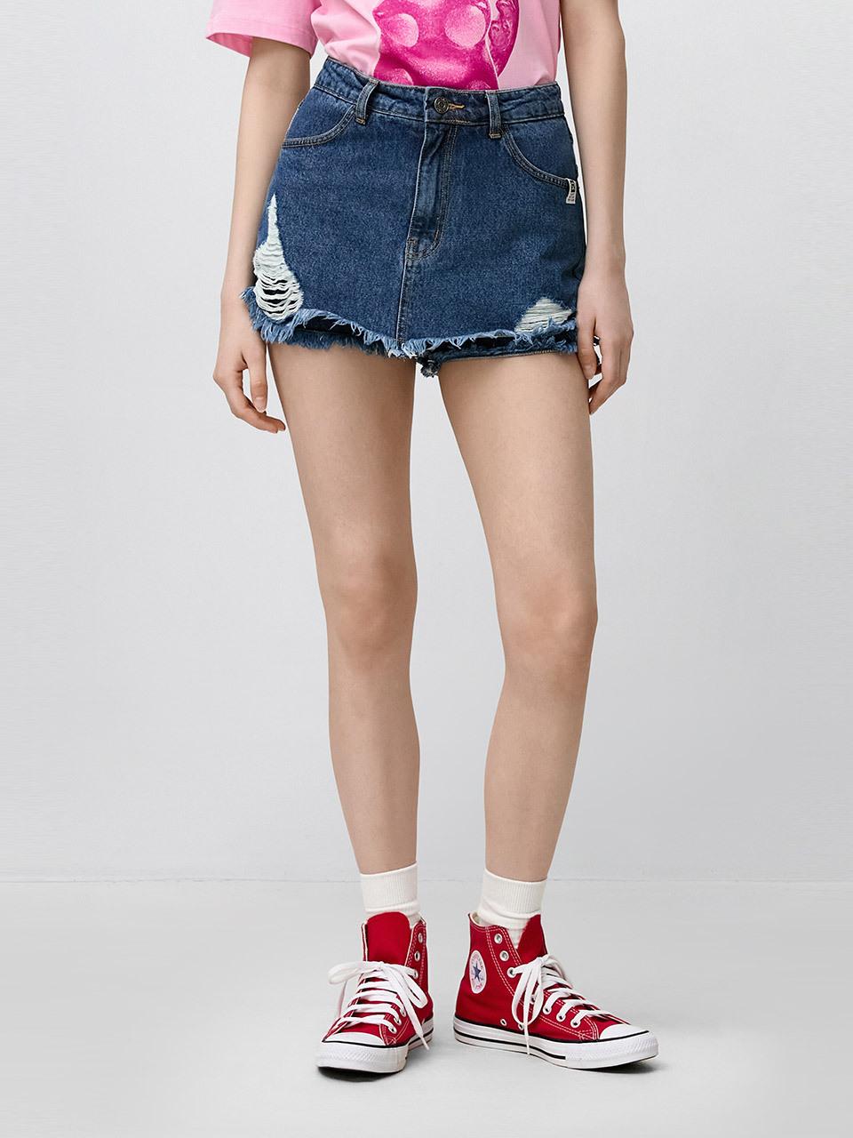 SJYP Denim Shorts Skirt (PW2F4NPCT28WBL)