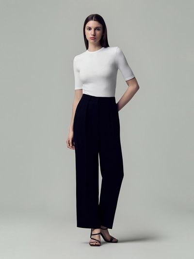 SJYP Essential Back Elastic Summer Wide Pants