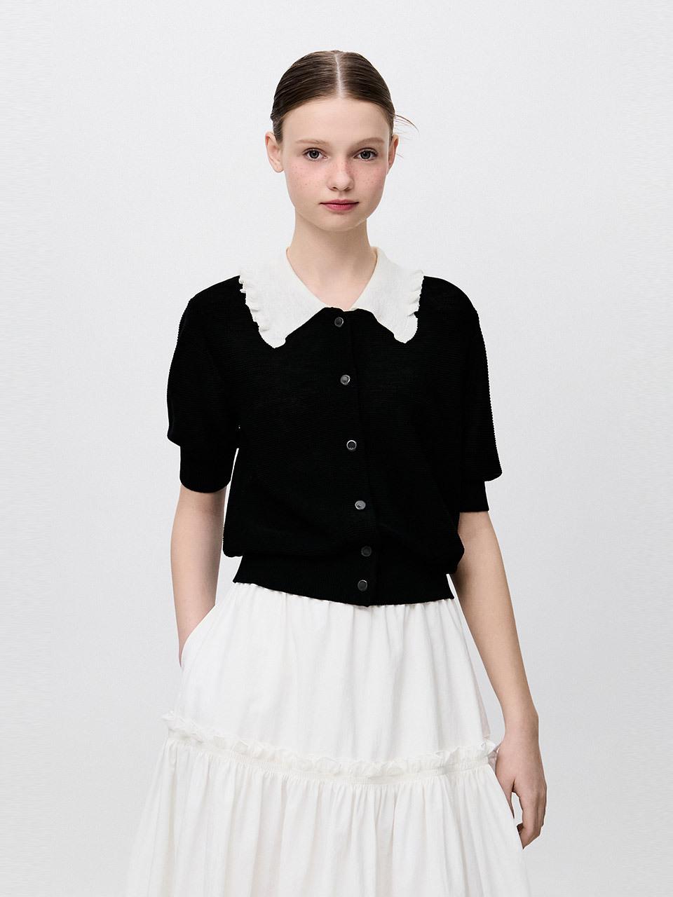 SJYP Frill Collar Knit Cardigan (PW2F3KCD915NBK)