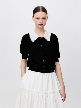 SJYP Frill Collar Knit Cardigan (PW2F3KCD915NBK)