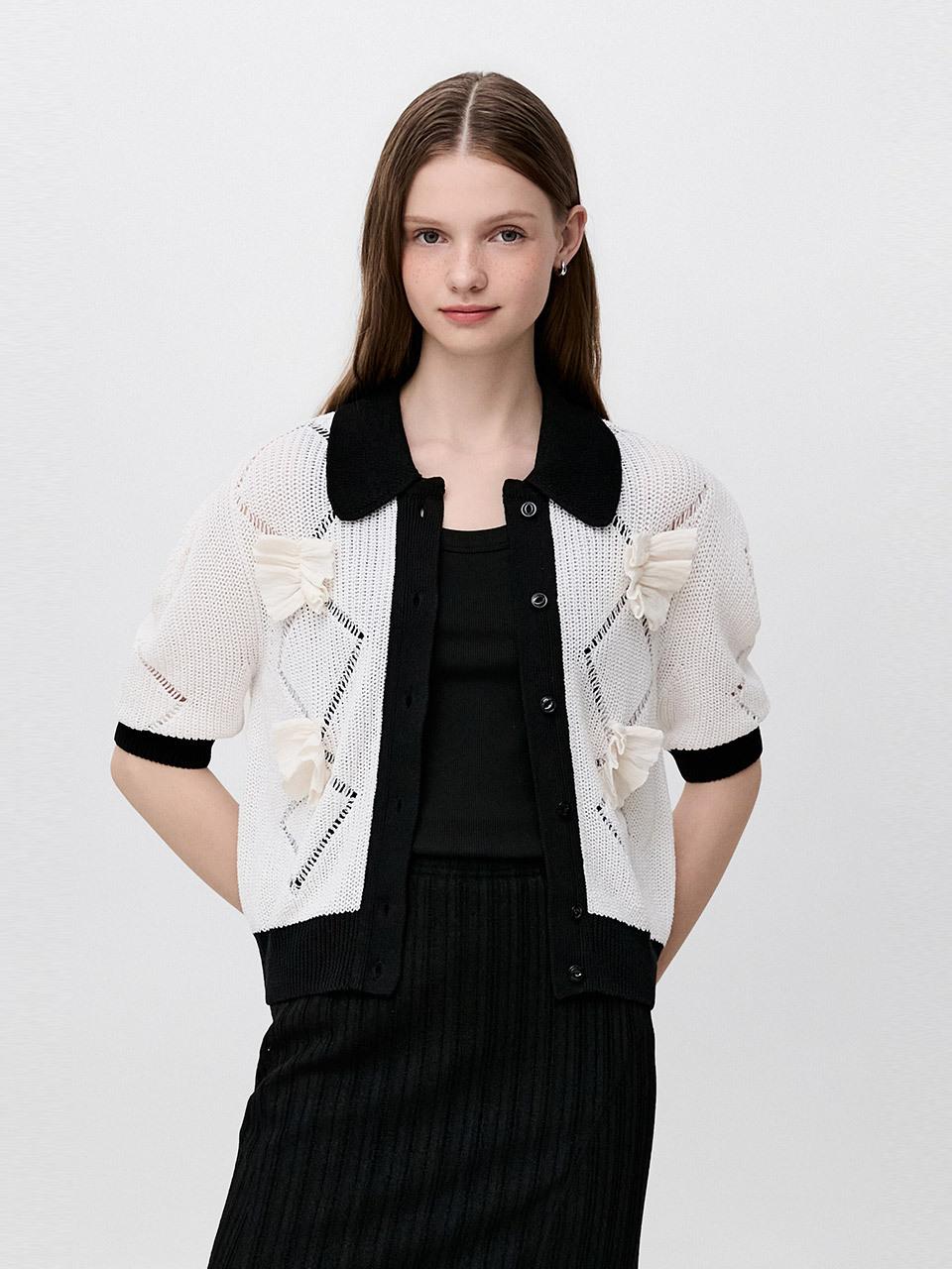 SJYP Frill Point Knit Cardigan (PW2F4KCD918WIV)
