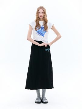 SJYP Jersey Flare Maxi Vintage Skirt [NEW BLUE]