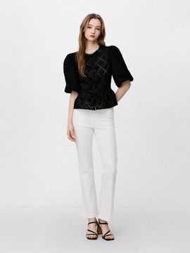 SJYP Lace Puff Blouse (PW2F4WTO507WBK)