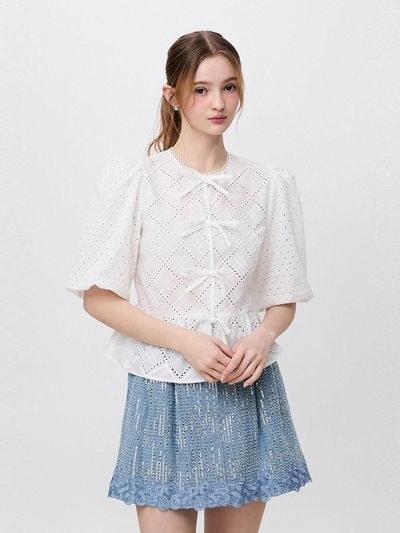 SJYP Lace Puff Blouse (PW2F4WTO507WWT)