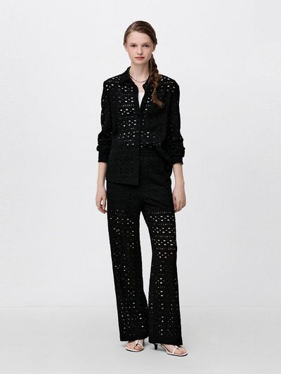 SJYP Lace Wide Pants (PW2F4WPC808NBK)