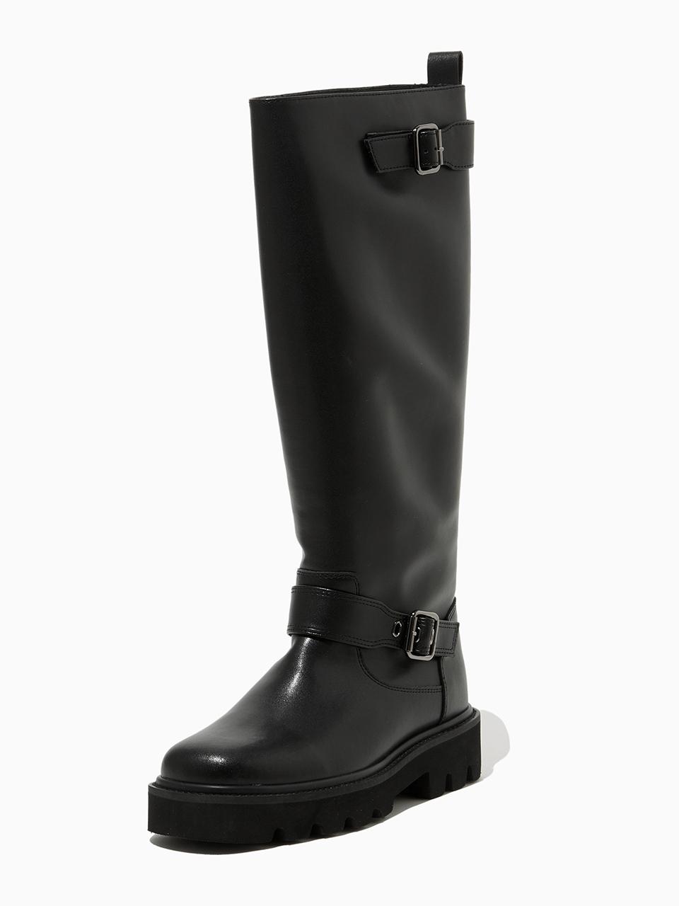 SJYP Leather Buckle Long Boots