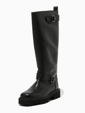 SJYP Leather Buckle Long Boots