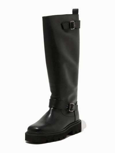 SJYP Leather Buckle Long Boots