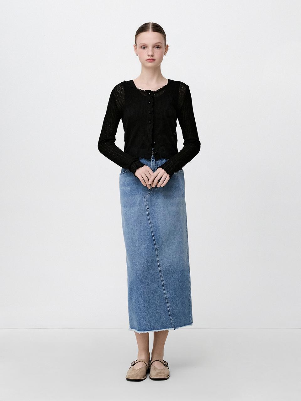SJYP Linen Blend Jersey Cardigan (PW2F4TSHE04WBK)
