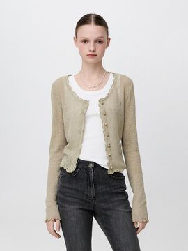 SJYP Linen Blend Jersey Cardigan (PW2F4TSHE04WKK)