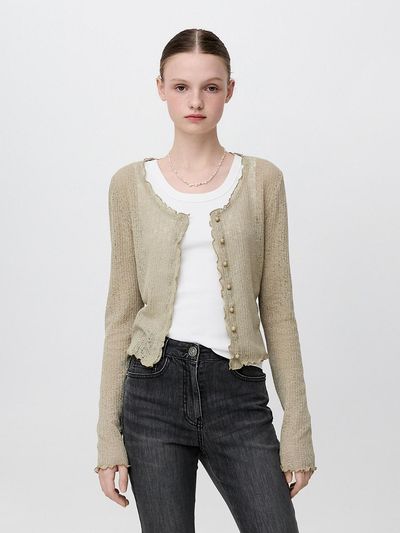 SJYP Linen Blend Jersey Cardigan (PW2F4TSHE04WKK)