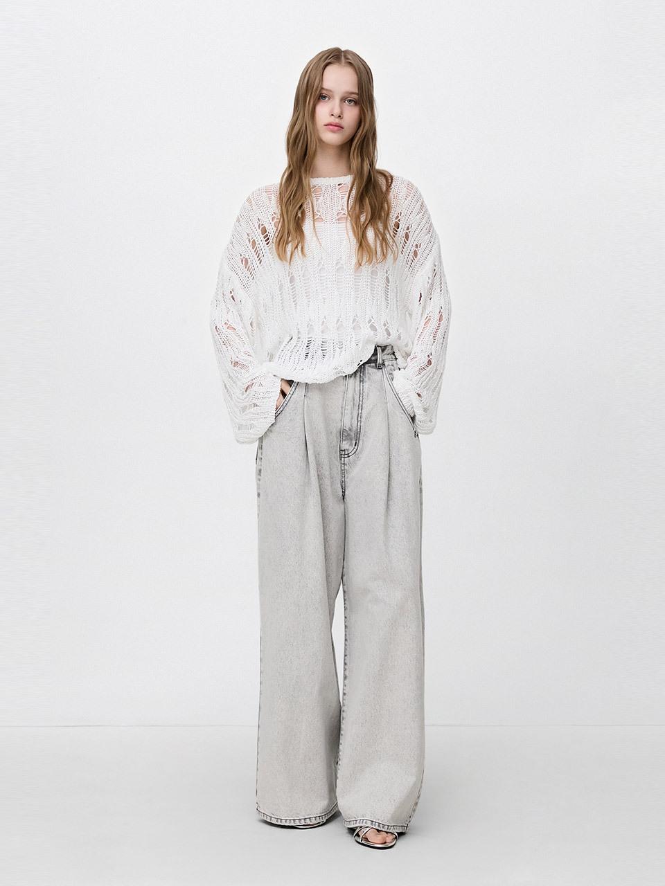 SJYP Loose Net Knit Sweater (PW2F5KTO919WWT)