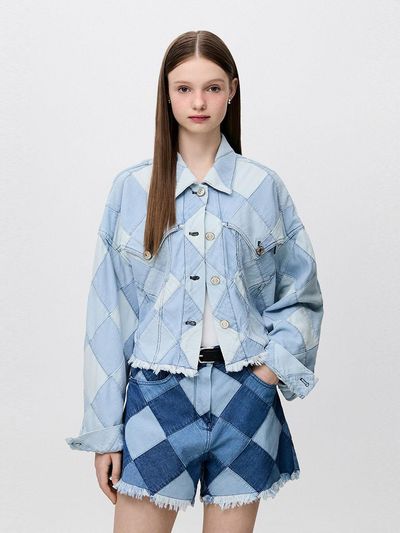 SJYP Patchwork Denim Jumper Blazer (PW2F3NJMT20WLB)