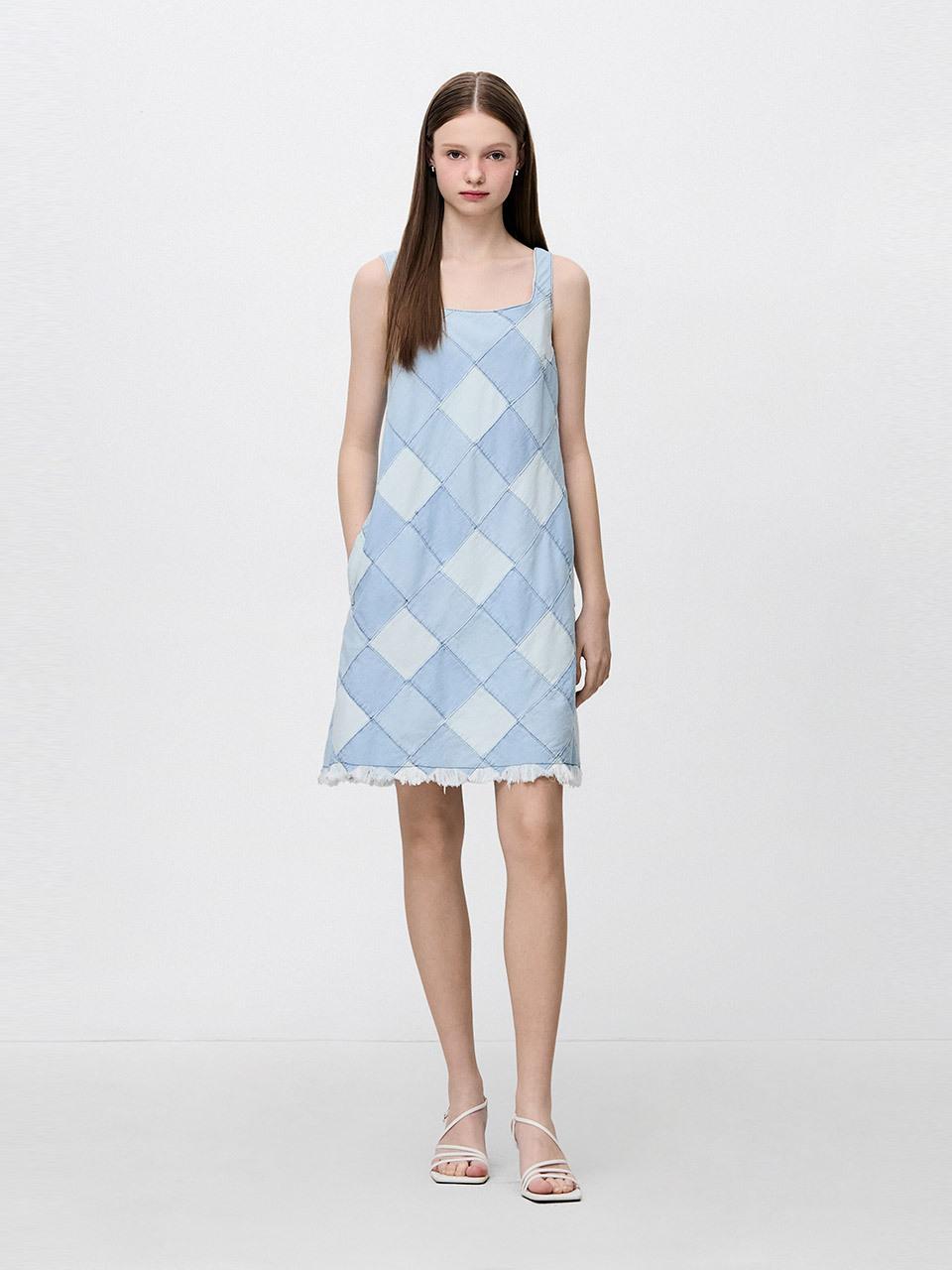 SJYP Patchwork Denim Mini Dress (PW2F3NOPT20WLB)