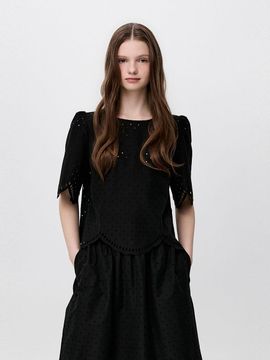 SJYP Perforated Blouse (PW2F4WTO551NBK)
