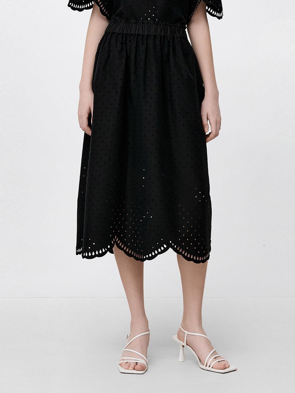SJYP Perforated Skirt (PW2F4WSC713NBK)
