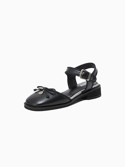 SJYP Ribbon Round Toe Sandals (PW2F3ASZT11WBK)