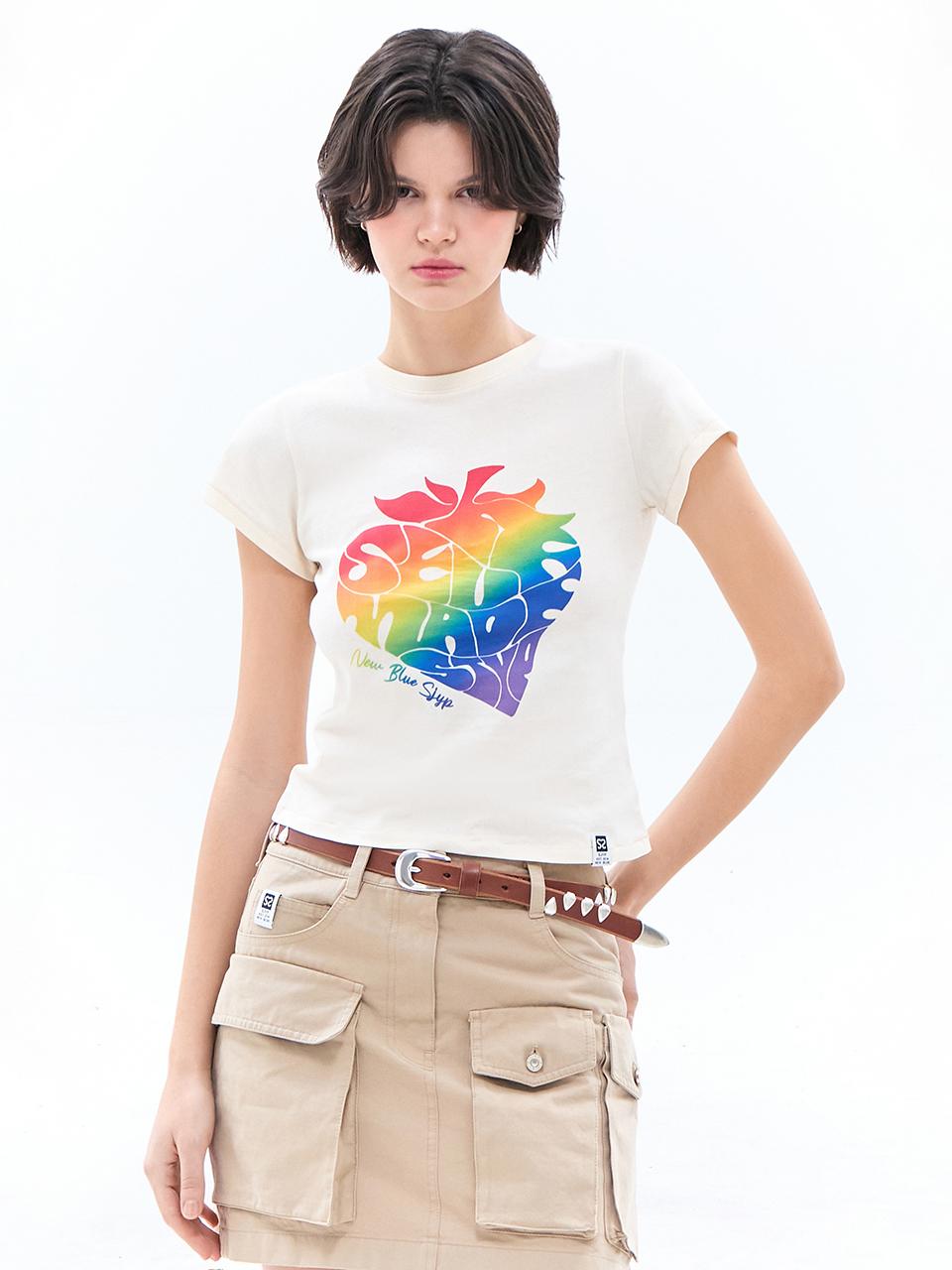 SJYP Short Sleeve Berry Print T-shirt [RED]