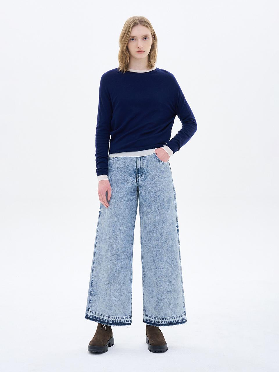 SJYP Wide High Rise Ice Wash Denim Pants