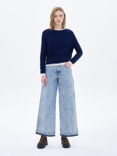 SJYP Wide High Rise Ice Wash Denim Pants