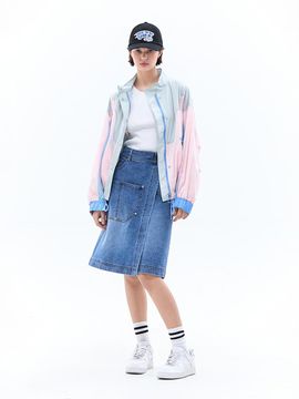 SJYP Wrap Denim A-line Midi Skirt