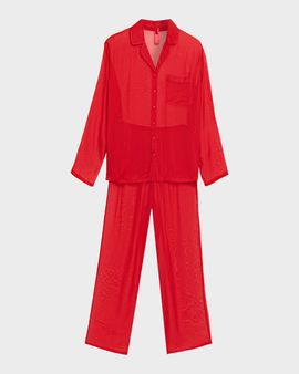 SKIMS Button-Down Sheer Silk Lounge Set