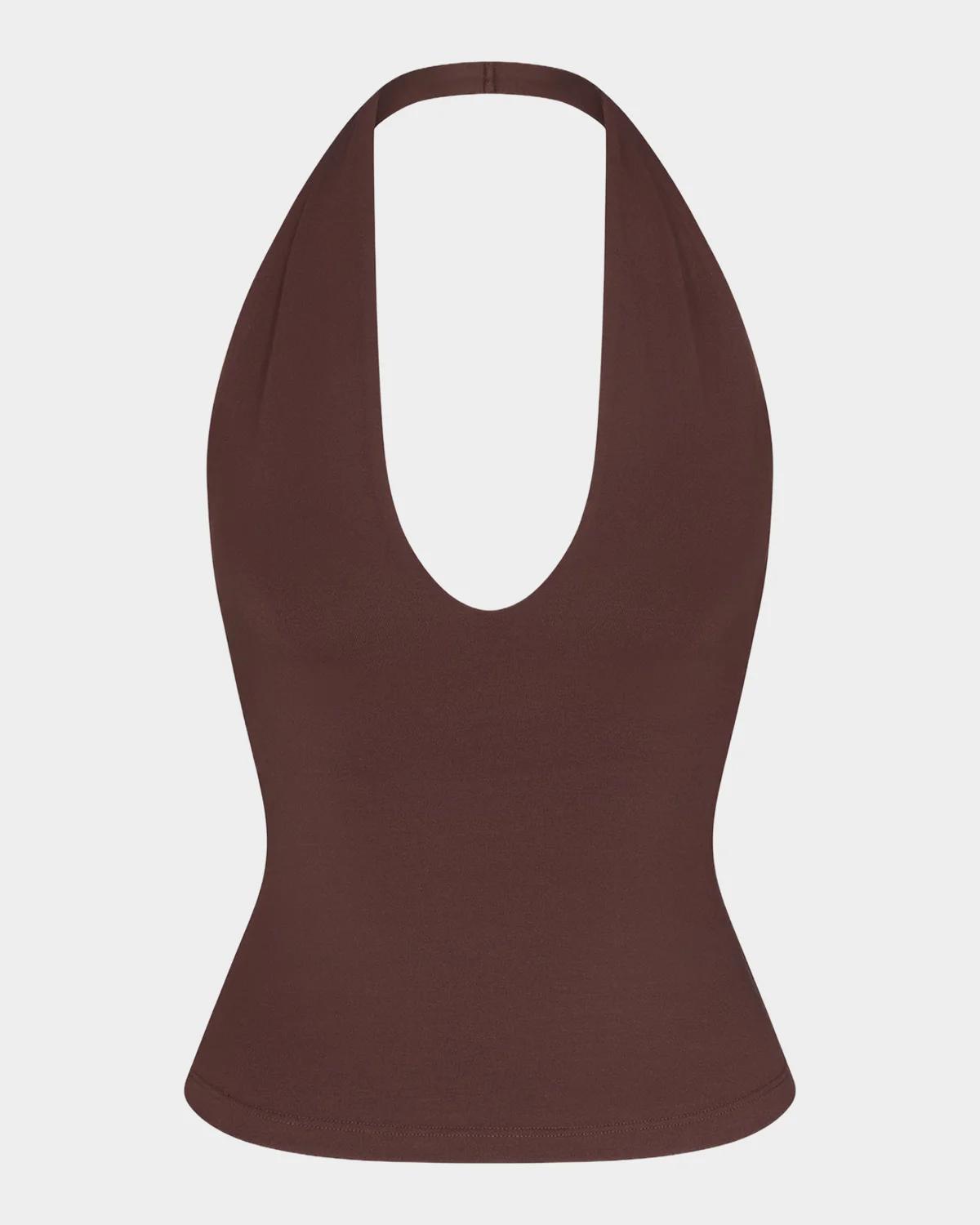 SKIMS Low-Back Plunging Halter Top