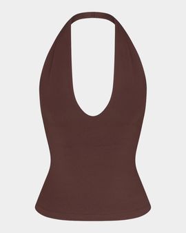 SKIMS Low-Back Plunging Halter Top