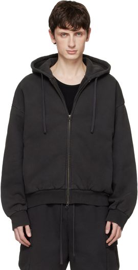 SKIMS SKIMS Black Heavyweight Fleece Zip-Up Hoodie