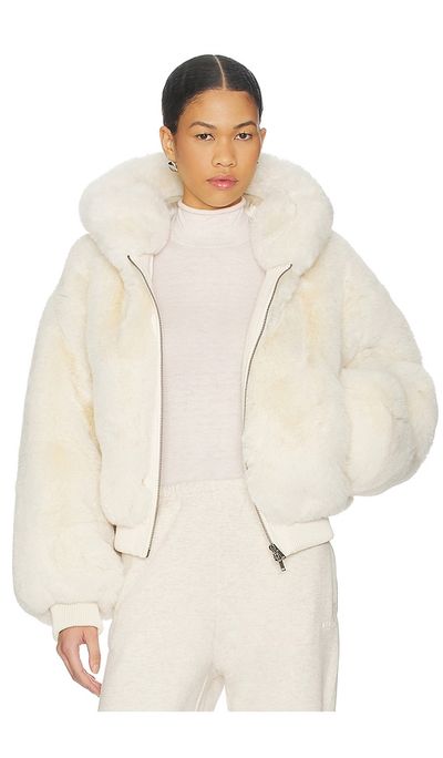 SKIMS SKIMS Faux Fur Shrunken Zip Up Jacket