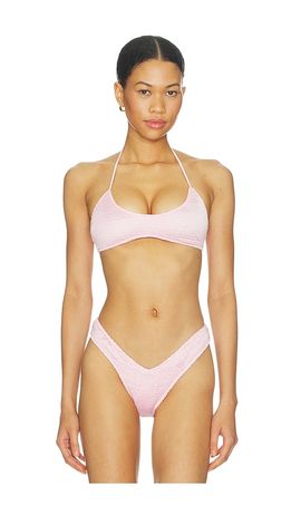SKIMS SKIMS Satin Swim Smocked Scoop Bikini Top
