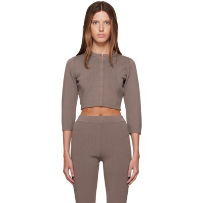 SKIMS SKIMS Taupe Refined Knit Cropped Cardigan