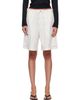 SKIMS SKIMS White Woven Cotton Oversized Cargo Shorts - 1