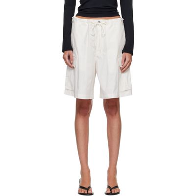 SKIMS SKIMS White Woven Cotton Oversized Cargo Shorts