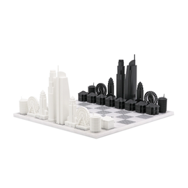 SKYLINE CHESS SKYLINE CHESS Chess Set Acrylic Los Angeles Edition with Marble Hatch Board